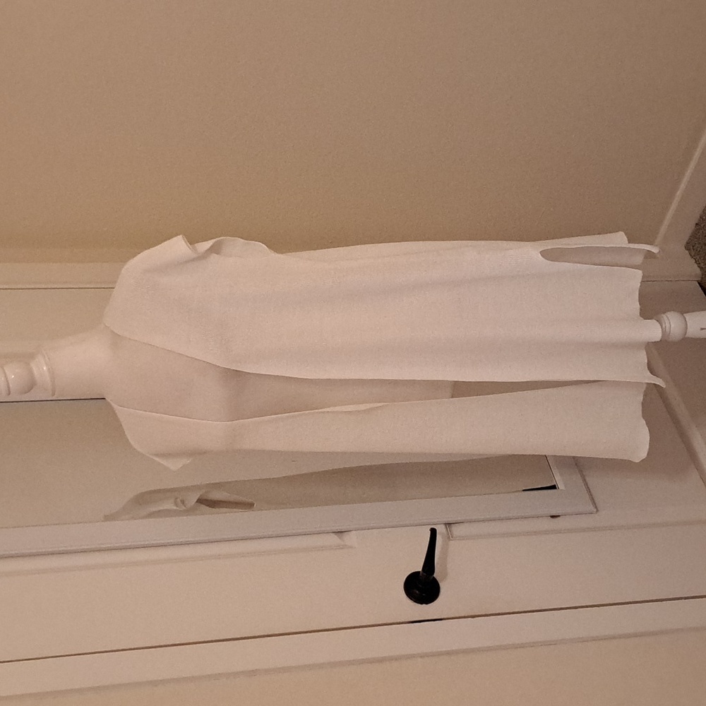 Eileen Fisher Sleeveless Cardigan White Organic Linen Cotton Sz L EUC